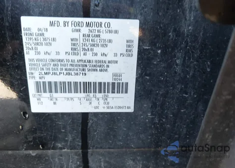 2018 Lincoln Mkx Reserve z USA, uszkodzony, nr VIN 2LMPJ8LP1JBL38719